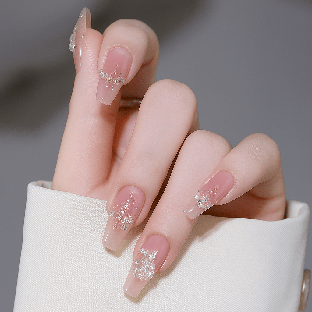 24-Piece Press On Nails Set – Fake Crystal Nails with Glue