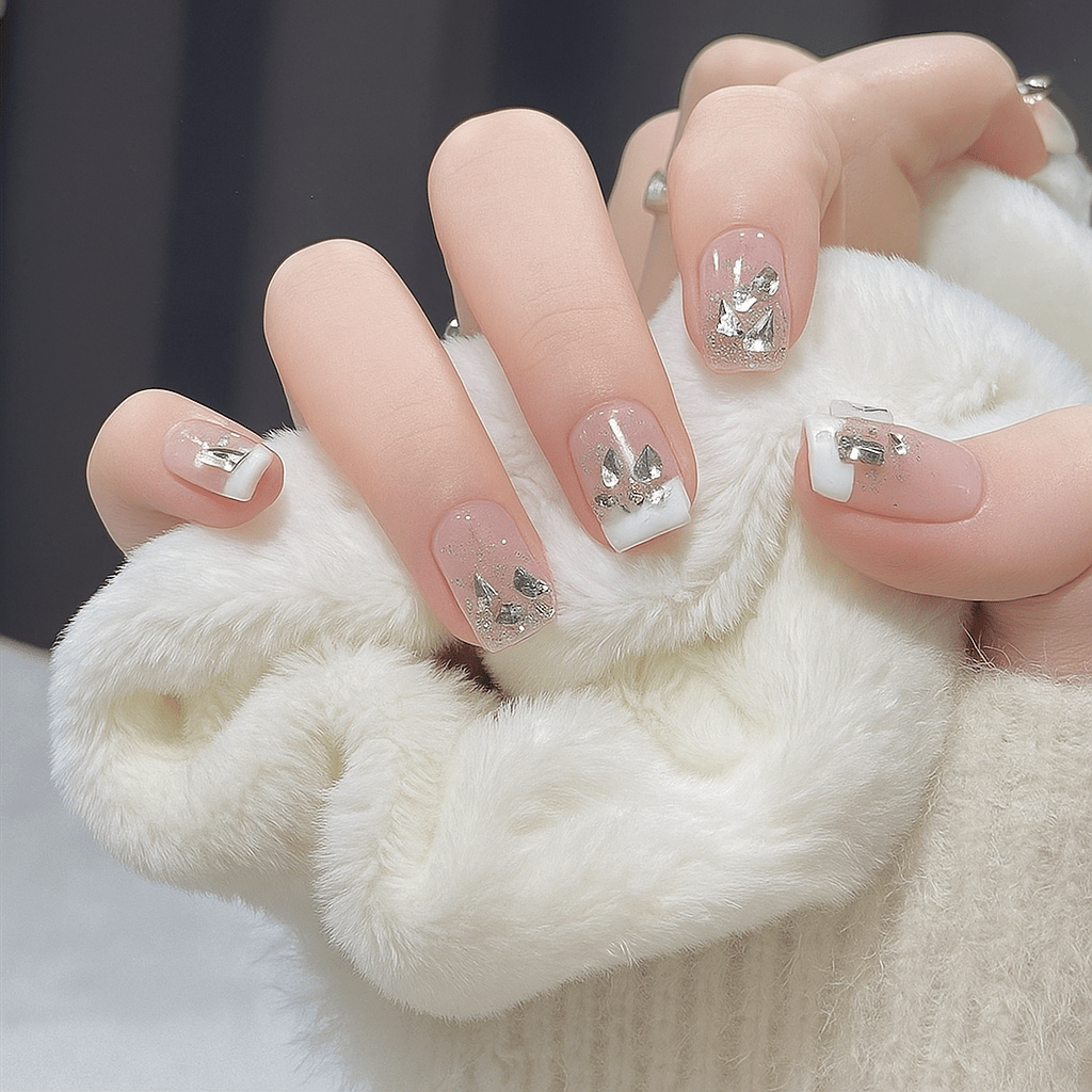 24-Piece Press On Nails Set – Fake Crystal Nails with Glue