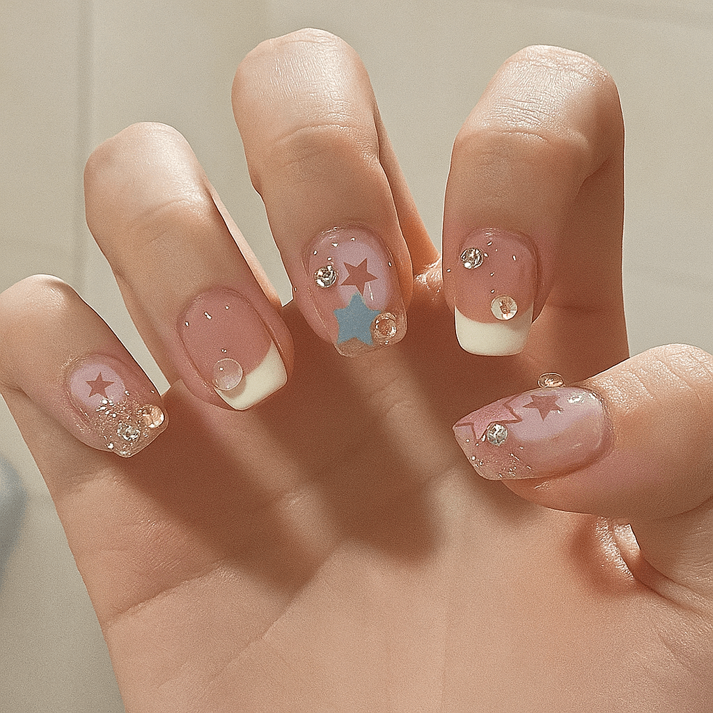 24-Piece Press On Nails Set – Fake Crystal Nails with Glue