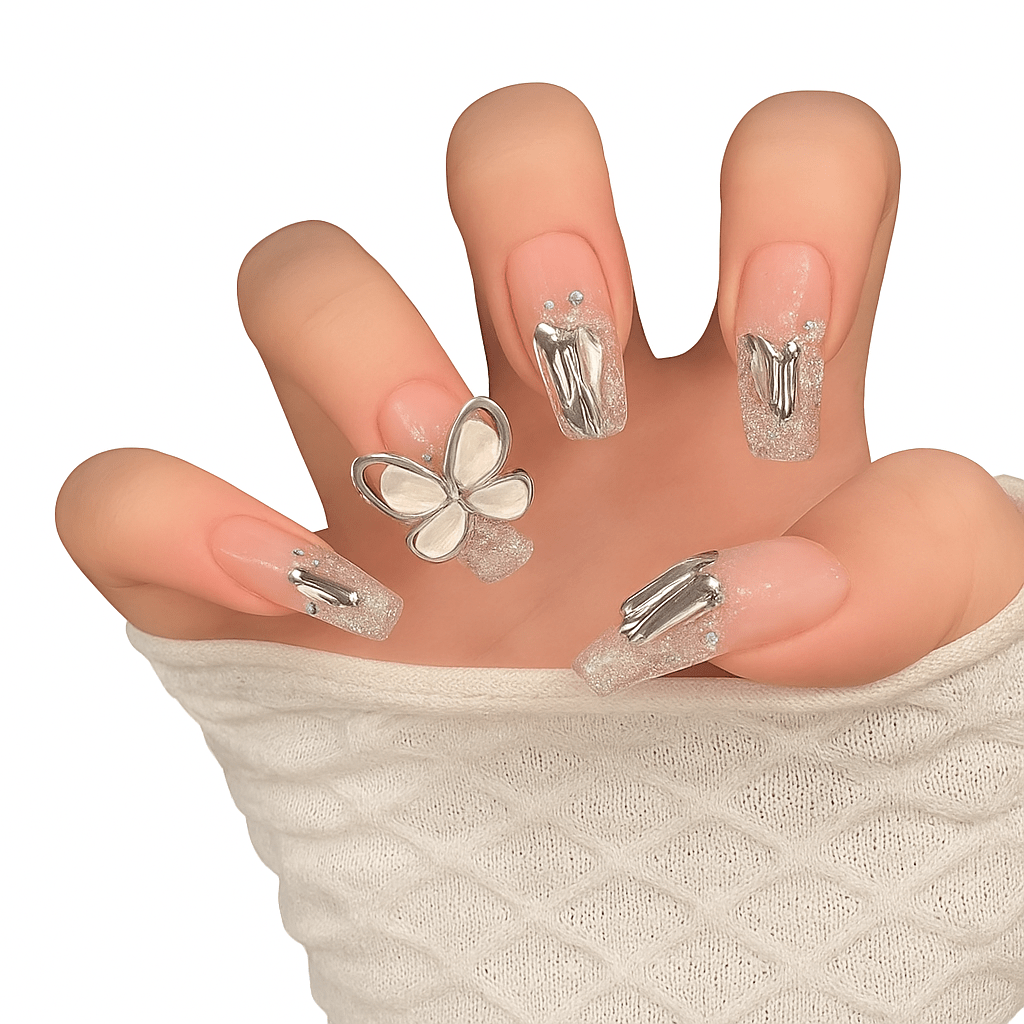 24-Piece Press On Nails Set – Fake Crystal Nails with Glue