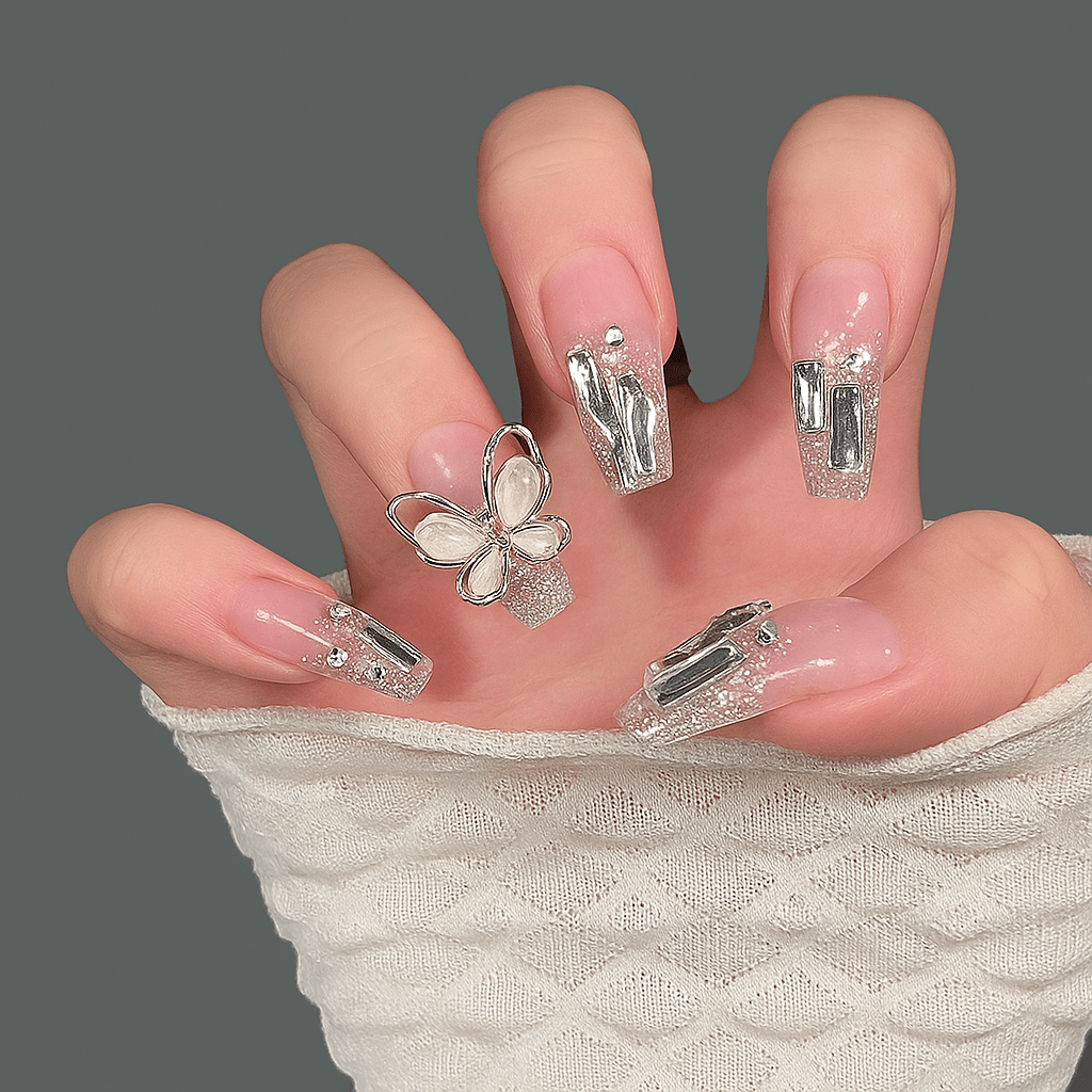 24-Piece Press On Nails Set – Fake Crystal Nails with Glue