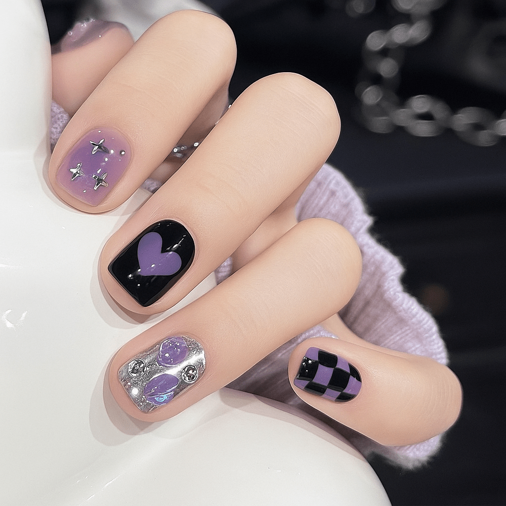 24-Piece Press On Nails Set – Fake Crystal Nails with Glue