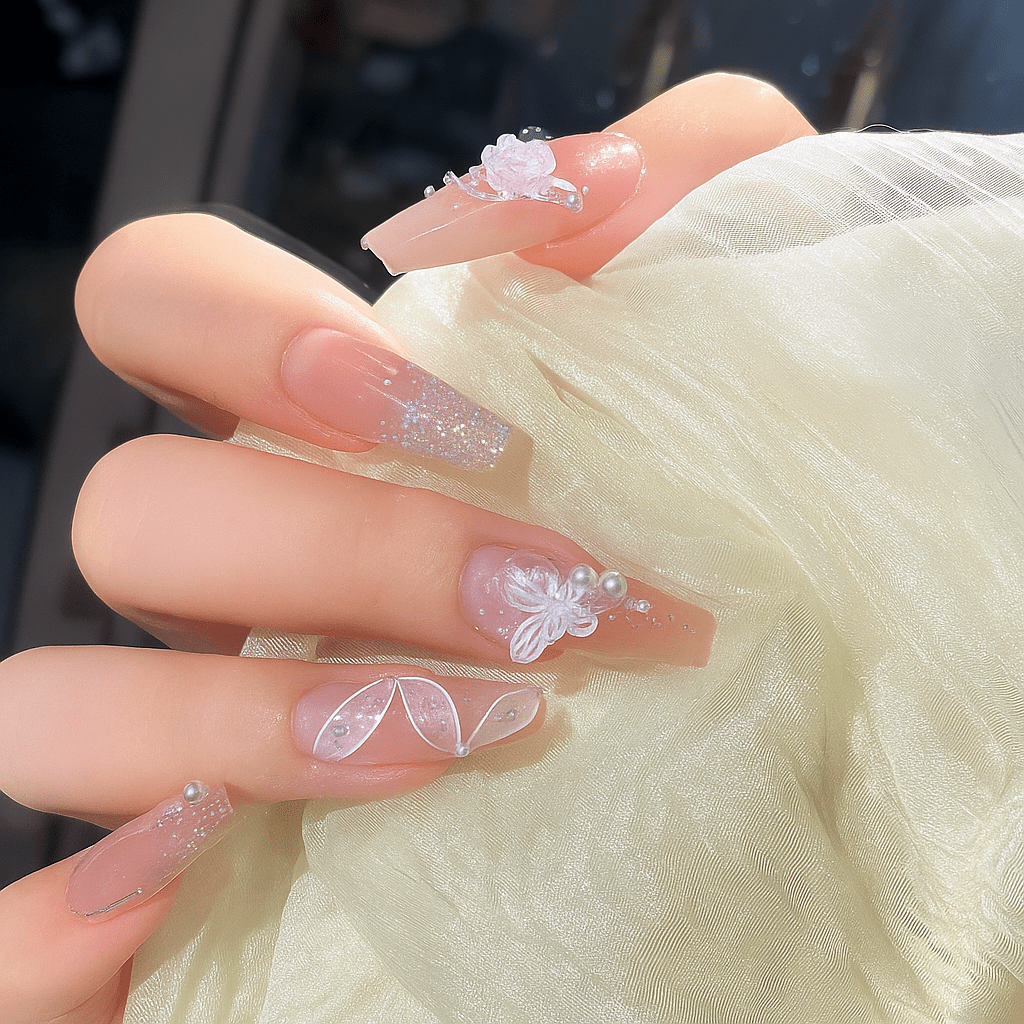 24-Piece Press On Nails Set – Fake Crystal Nails with Glue