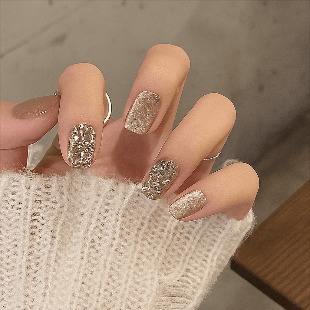 24-Piece Press On Nails Set – Fake Crystal Nails with Glue