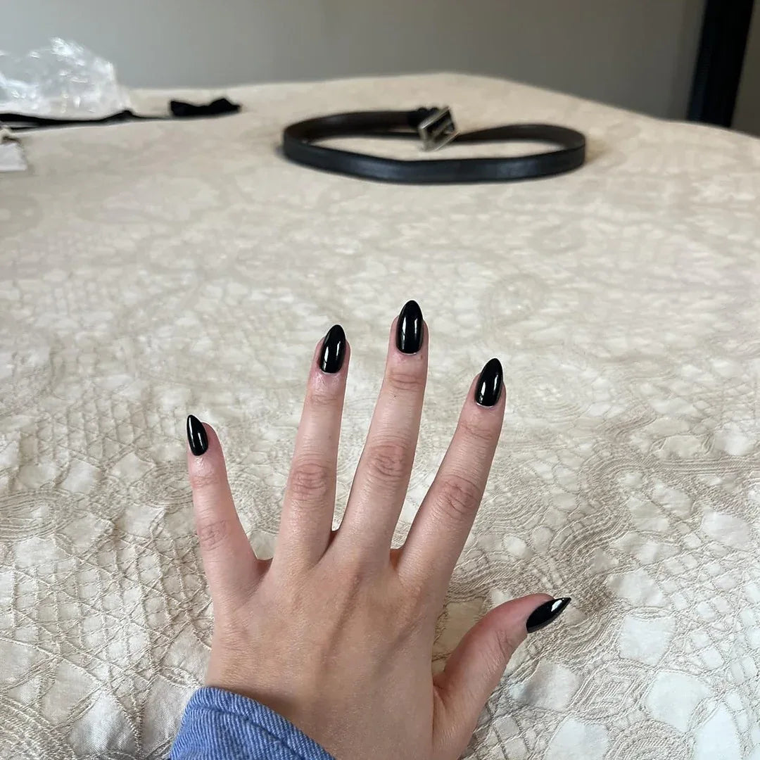 Black Almond Nails - Press on Nails