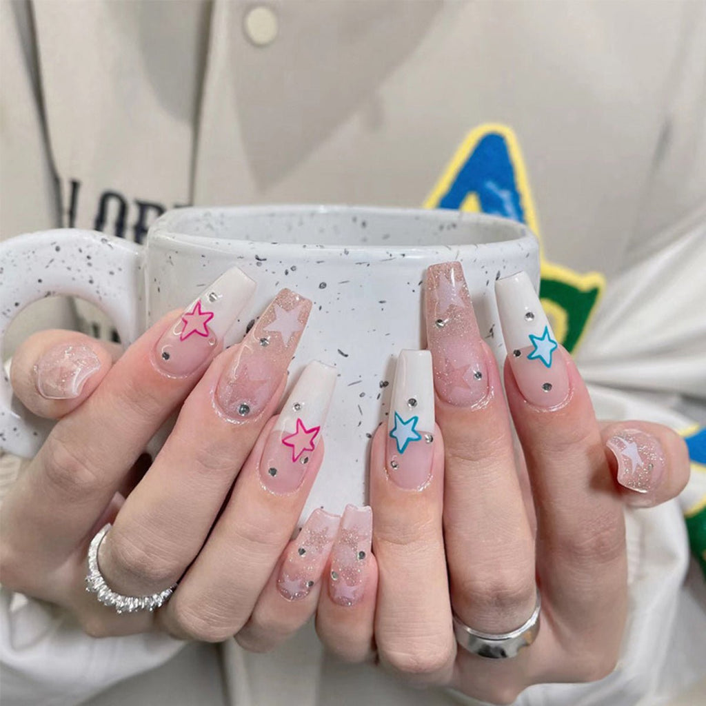 24-Piece Press On Nails Set – Fake Crystal Nails with Glue