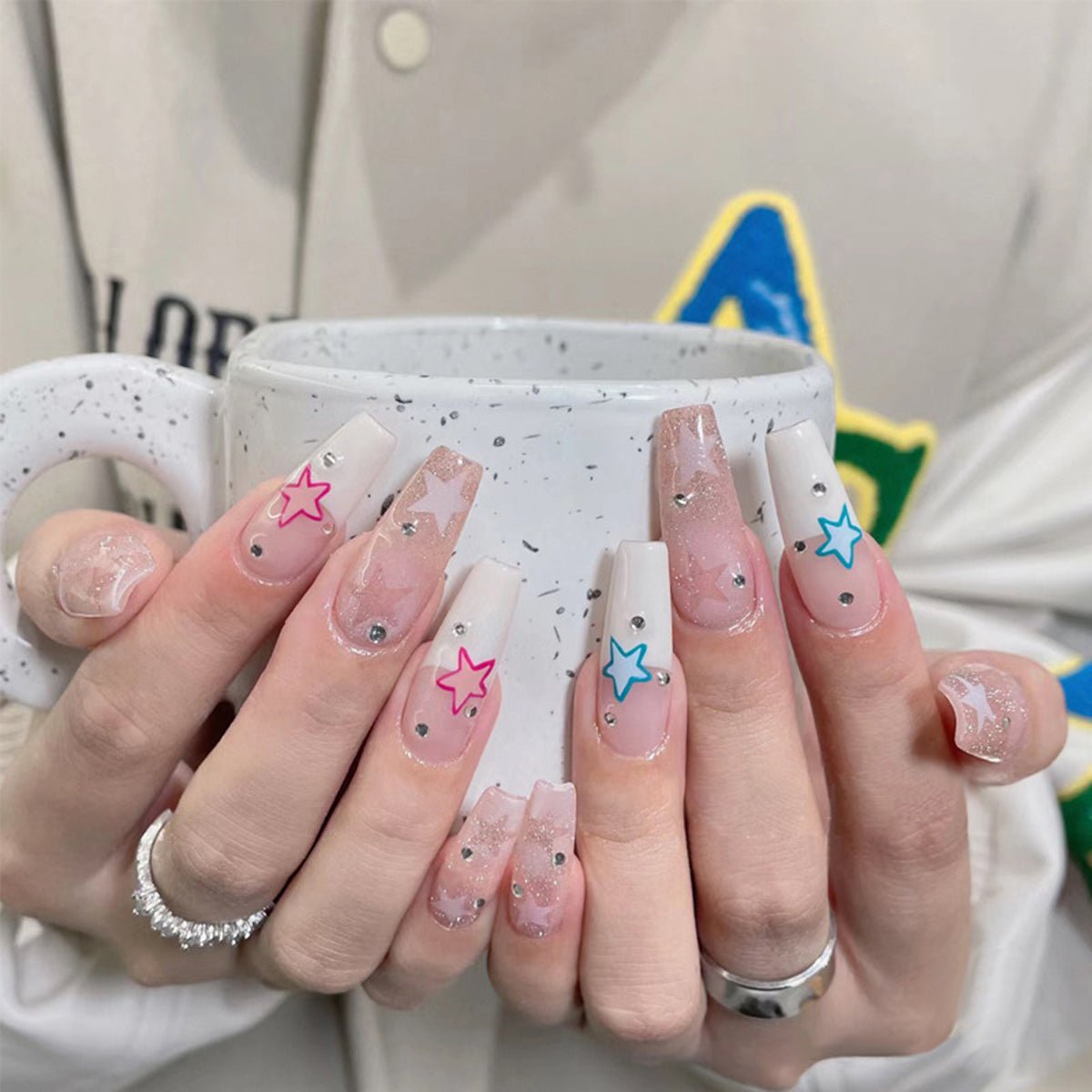 24-Piece Press On Nails Set – Fake Crystal Nails with Glue