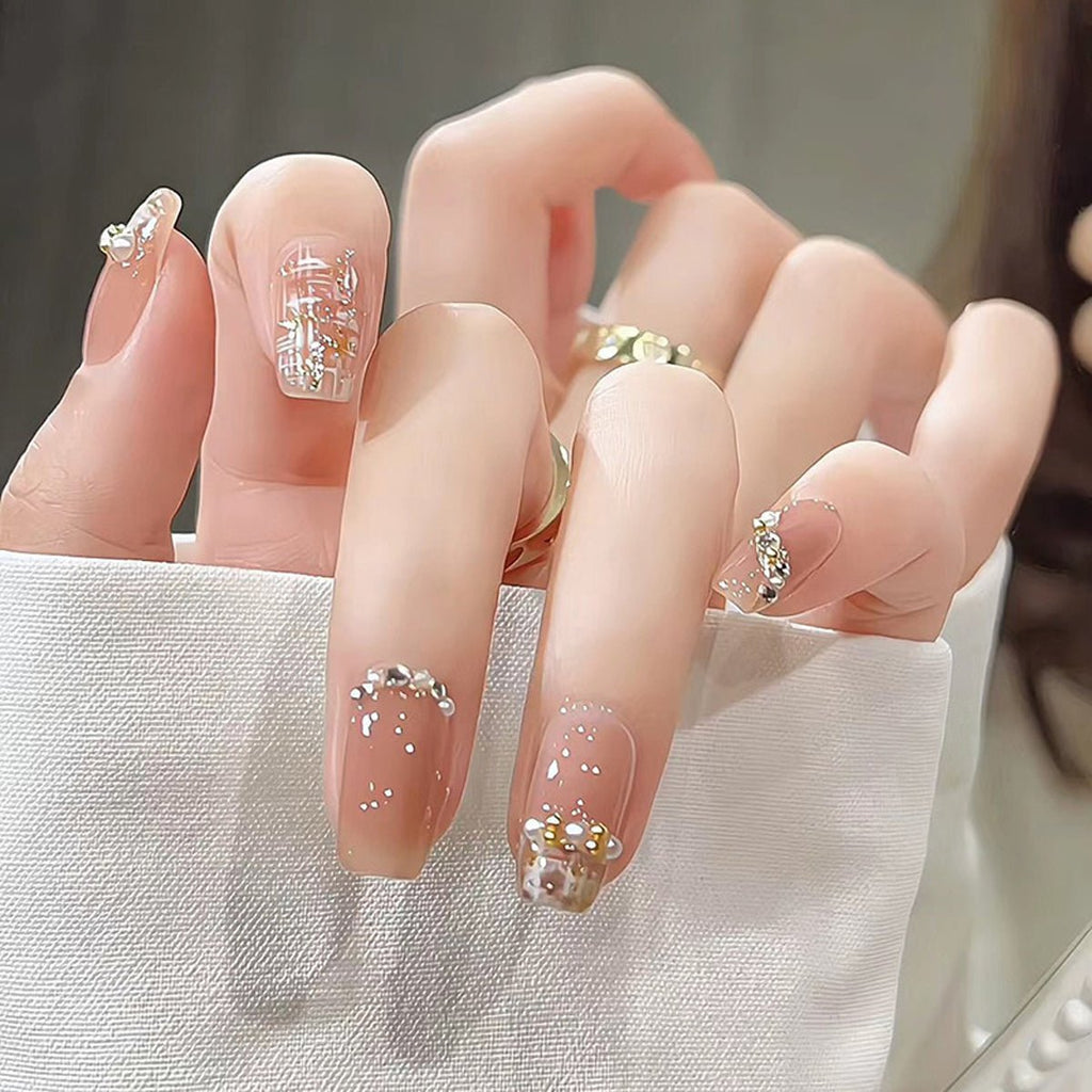 24-Piece Press On Nails Set – Fake Crystal Nails with Glue