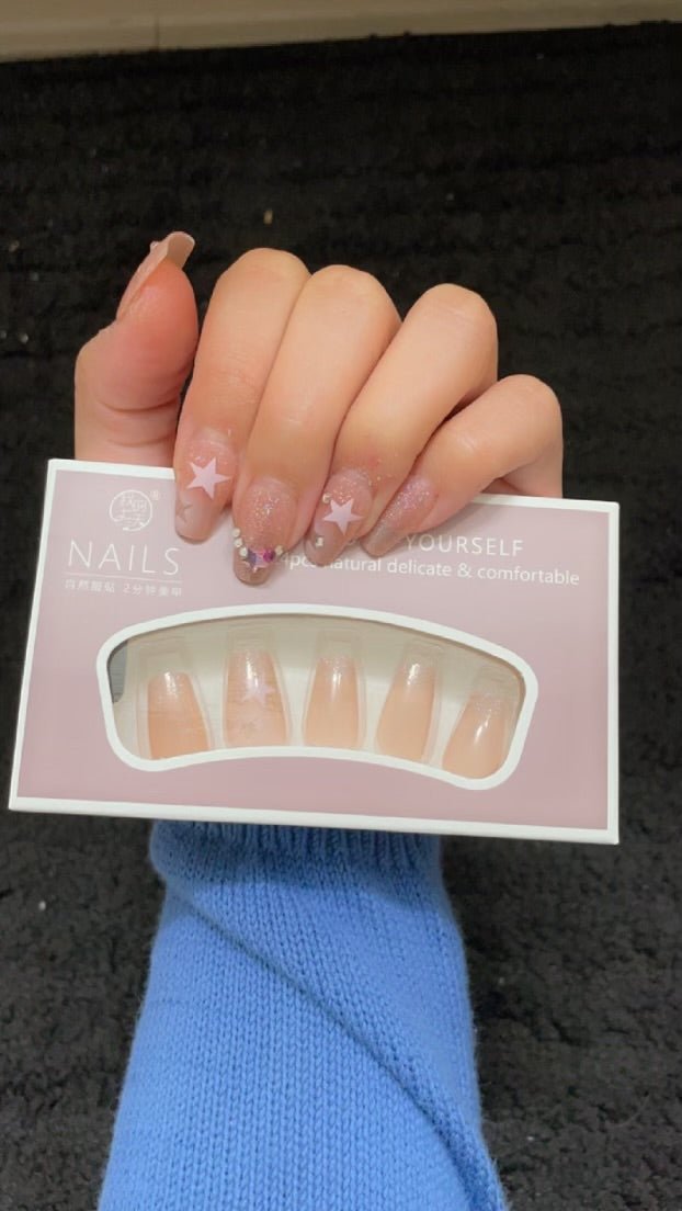 24-Piece Press On Nails Set – Fake Crystal Nails with Glue