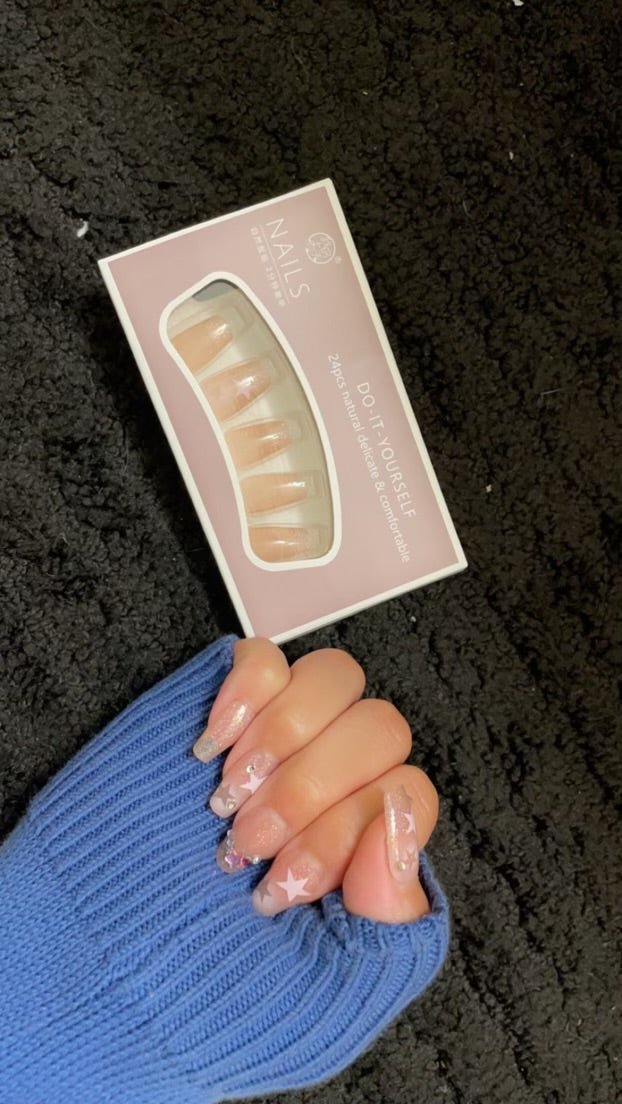 24-Piece Press On Nails Set – Fake Crystal Nails with Glue