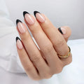 Black French Almond Nails - Press On Nails
